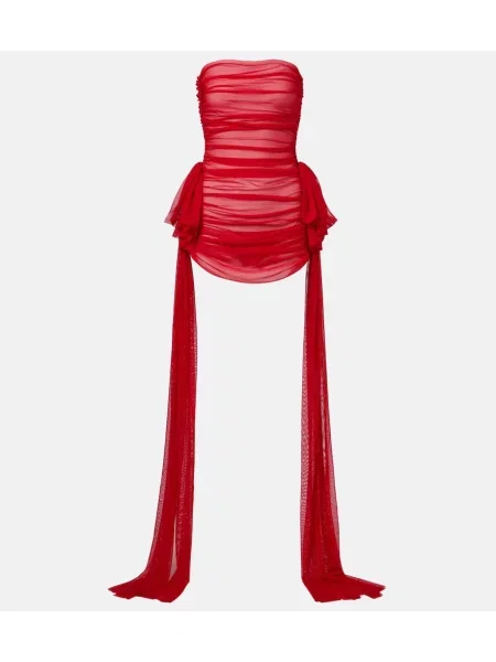 Rochie Norma Kamali cu funde plasă roșu