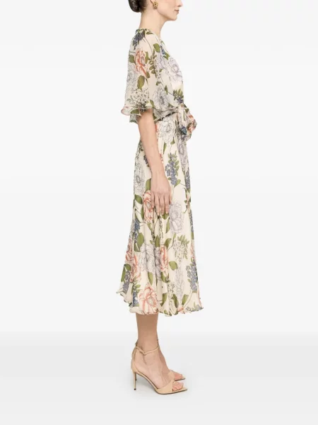 Rochie Nissa de mătase cu model floral cu imagine