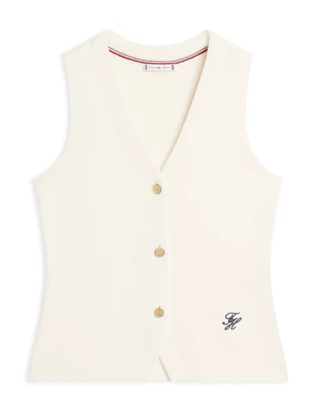TOMMY HILFIGER Vestă tricotată fildeş