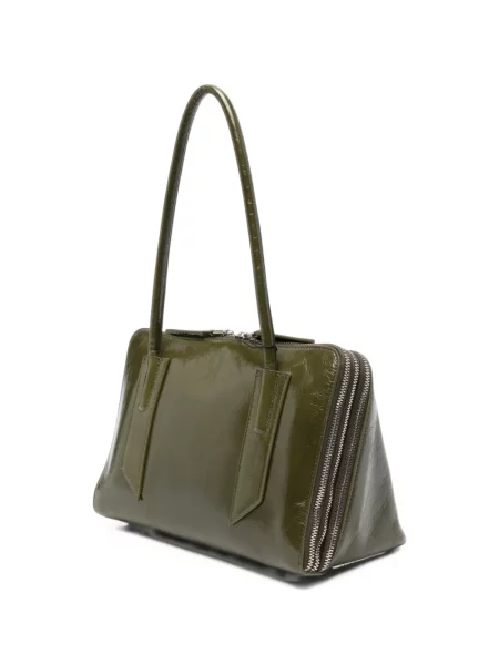 Geantă shopper The Attico din piele verde