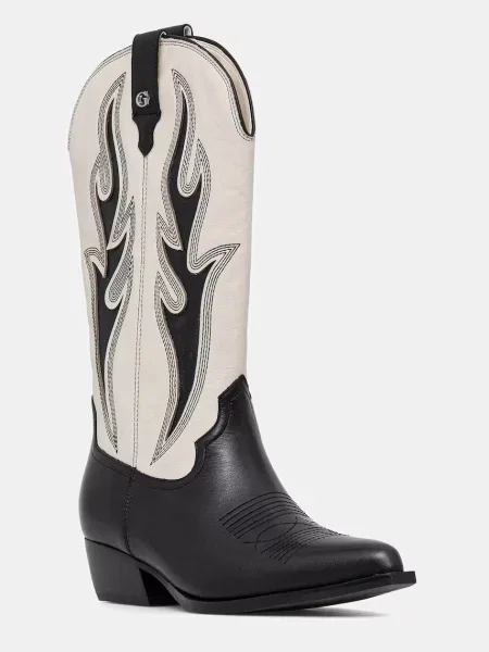 Guess cizme cowboy pentru femei din piele LARGENA negru