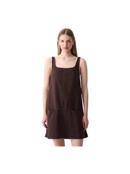 Lniana sukienka mini Marc O'polo brązowa