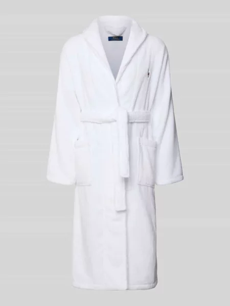 Szlafrok z kołnierzem z połami Polo Ralph Lauren biały
