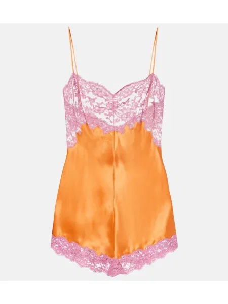 Body Saint Laurent din satin portocaliu