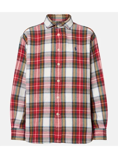 Top Polo Ralph Lauren polarowy w kratkę czerwony