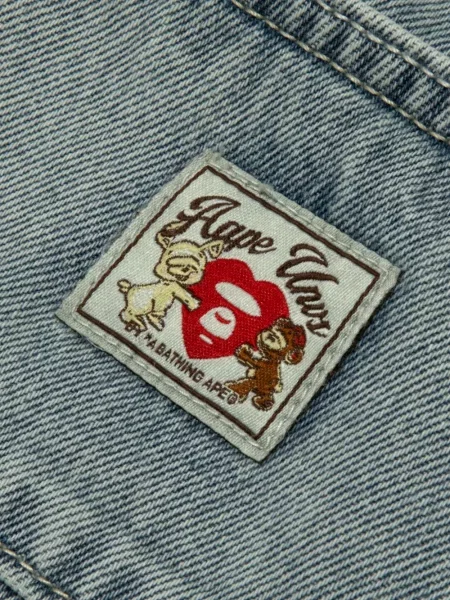 Široké džíny Aape By *a Bathing Ape® s výšivkou modré
