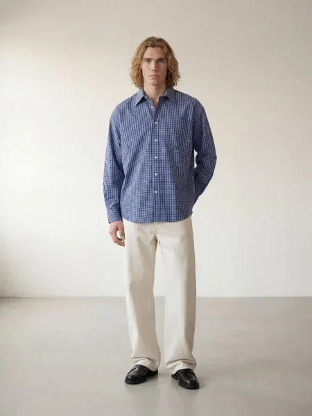 ARMIE Ing The Carl Blue Check Loose Shirt' kék