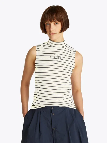 TOMMY HILFIGER Top bleumarin alb