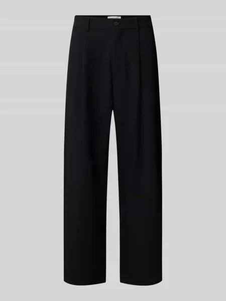 Spodnie z zakładkami w pasie o kroju relaxed fit model ASKE' Casual Friday czarne