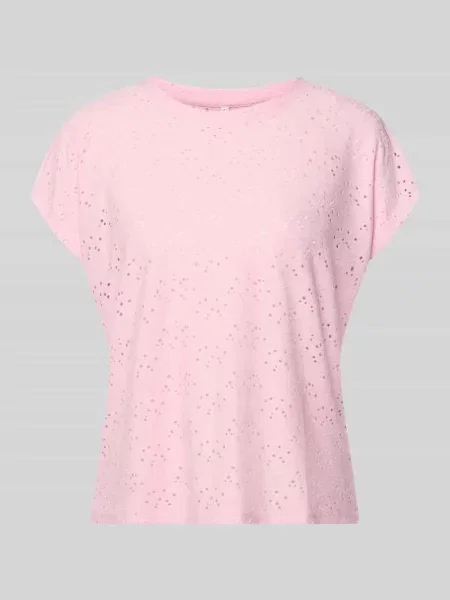 T-shirt o kroju relaxed fit z efektem podpalania model SMILLA' Only różowa