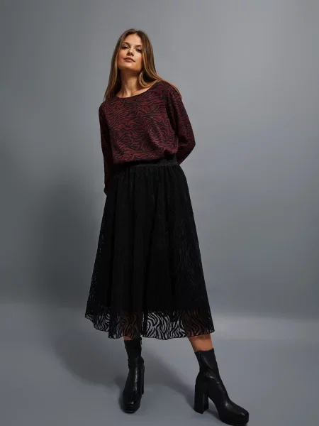 Fustă midi Marisse evazată negru