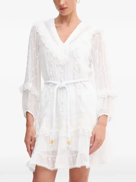 Rochie mini Hale Bob cu volane din dantelă alb