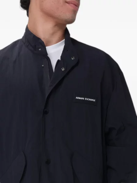 Geacă Armani Exchange cu glugă cu autograf albastru