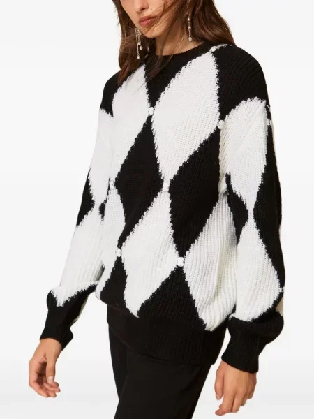 Pulover Twinset cu broderie de lână negru