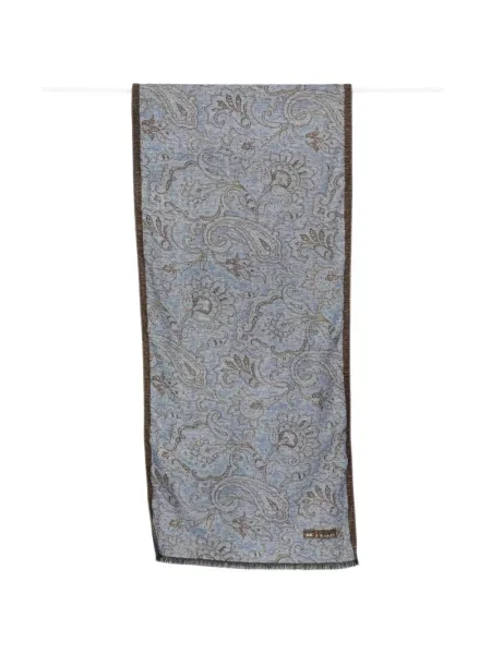 Fular Kiton cu franjuri cu model paisley albastru