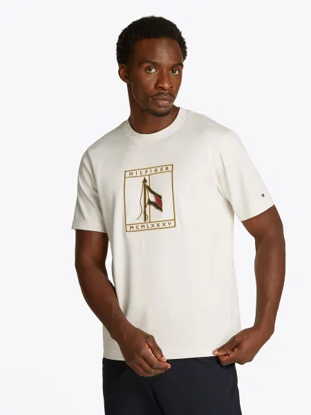 TOMMY HILFIGER Tričko krémová / námornícka / sépiová / tmavočervená modrá