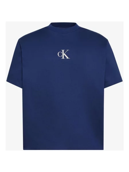 Koszulka z krótkim rękawem damska Calvin Klein Oversized Overlay Back Graphic niebieski S biały