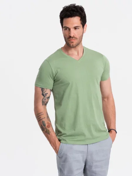 Tricou Ombre cu decolteu în V clasic verde