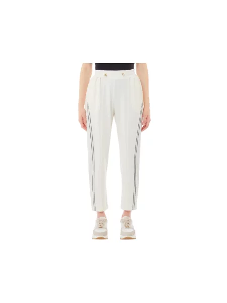Spodnie dresowe o kroju regular fit z lampasami Liu Jo białe