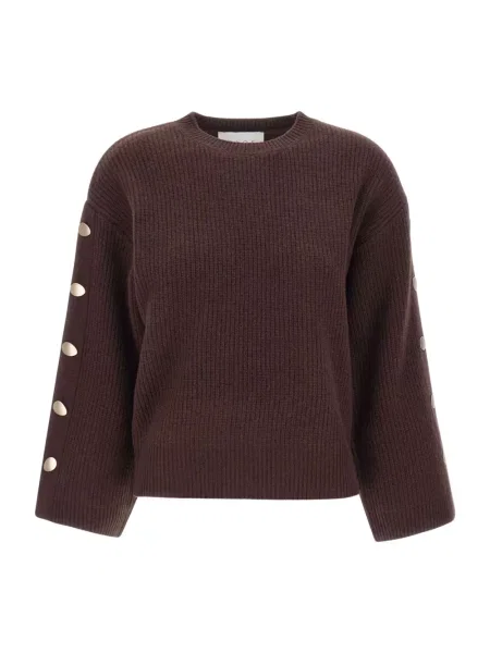 Sweter Kaos wełniany ze sznurkiem brązowy