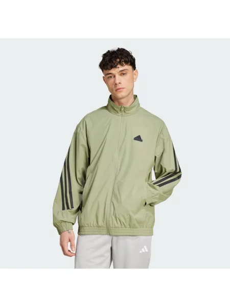 Kurtka Adidas w paski do biegania zielona