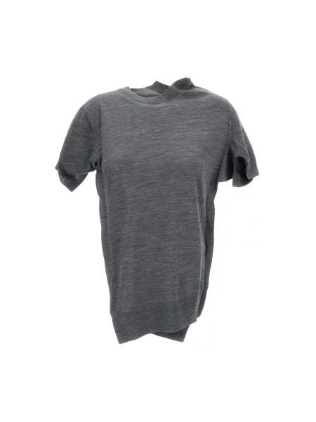 Sweter Junya Watanabe wełniany z krótkim rękawem szary