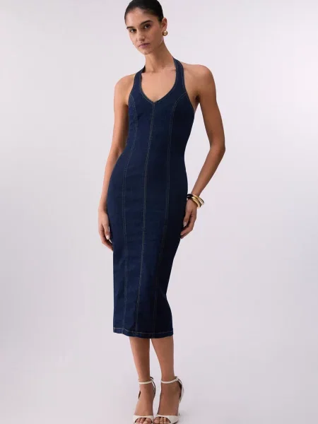 Liu Jo rochie cu corset din denim albastru