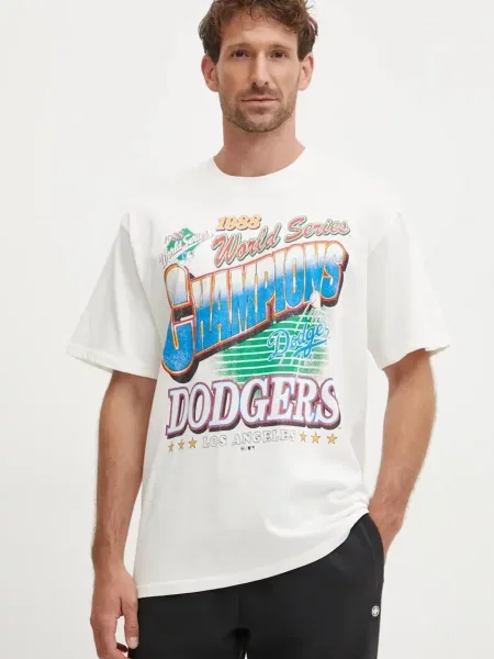 47 brand t-shirt MLB Los Angeles Dodgers z nadrukiem beżowy