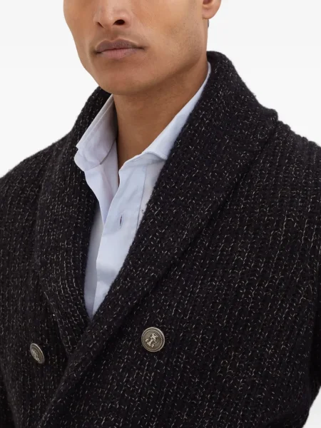 Cardigan Brunello Cucinelli de mătase negru