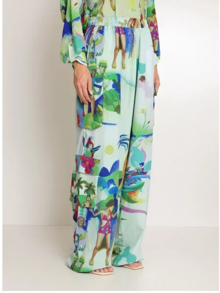 Pantaloni cargo Amir Slama cu imagine verde