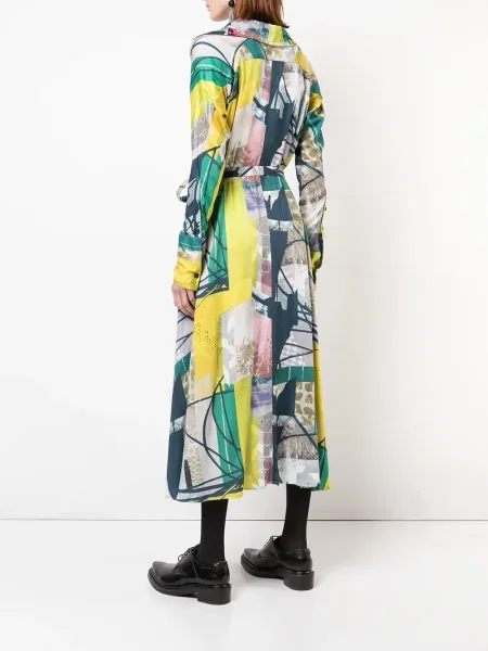 Rochie tip cămașă Divka cu imagine cu imprimeu abstract de costum verde