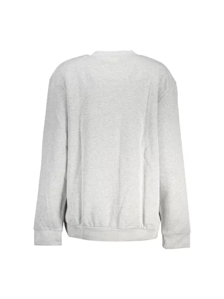 Haftowany polar Cavalli Class z okrągłym dekoltem szary