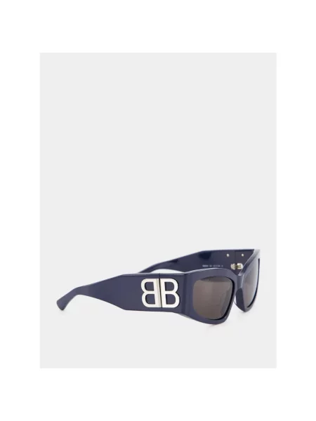 Lniane okulary przeciwsłoneczne Balenciaga niebieskie