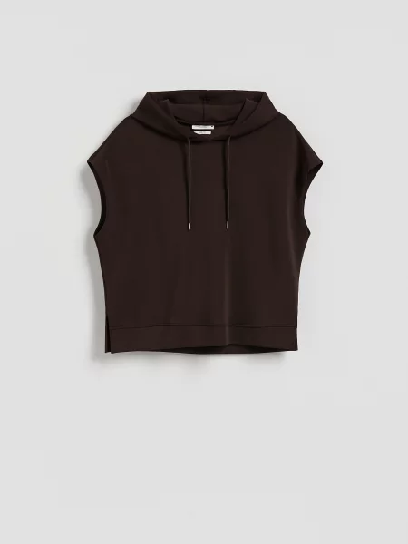 Reserved Світшот без рукавів темно коричневий