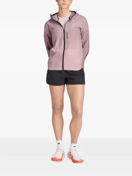 Geacă Adidas alergare cu glugă gri