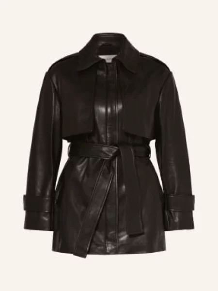 Nour Hammour Kurtka Trenczowa Priya Ze Skóry schwarz czarna