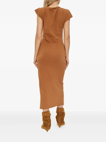 Rochie midi Isabel Marant drapată până la genunchi de costum maro