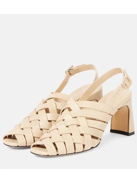 Pantofi cu toc Souliers Martinez din piele slingback bej