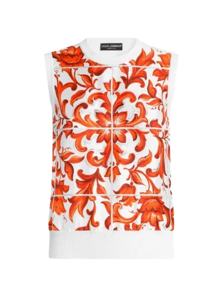 Top Dolce & Gabbana de mătase cu imagine alb