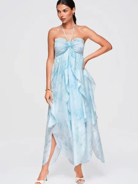 Rochie maxi Ombre alb