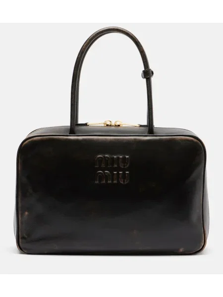 Usnjena usnjena torbica Miu Miu rjava