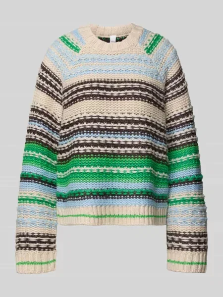 Sweter o kroju relaxed fit z dzianiny z dodatkiem wełny model ‘BIBI’ Y.a.s biały