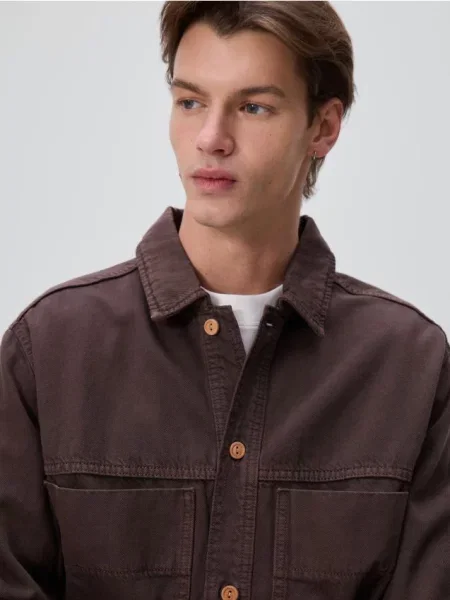 Reserved Джинсова сорочка comfort fit dark grey jeans сіра