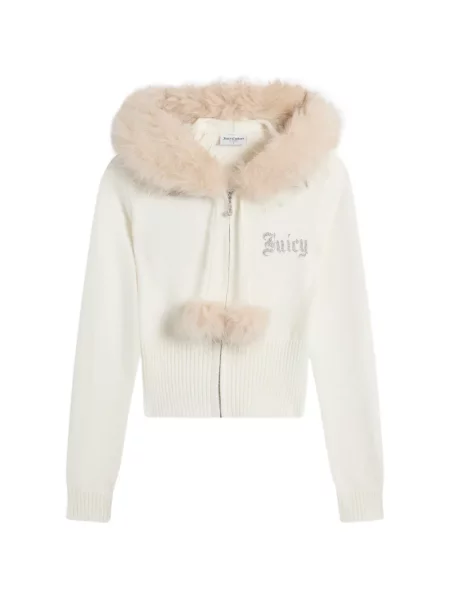 Stras hanorac cu glugă Juicy Couture alb