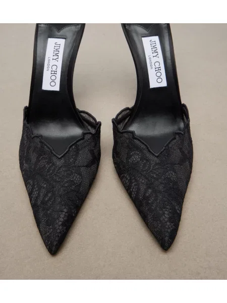 Pantofi cu toc Jimmy Choo din dantelă negru