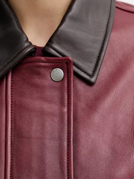 Кожаная куртка Rag & Bone бордовая