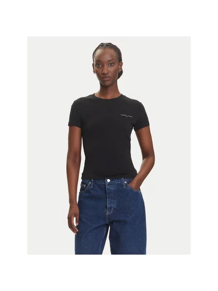 Tommy Jeans T-shirt Linear Slim Fit crna