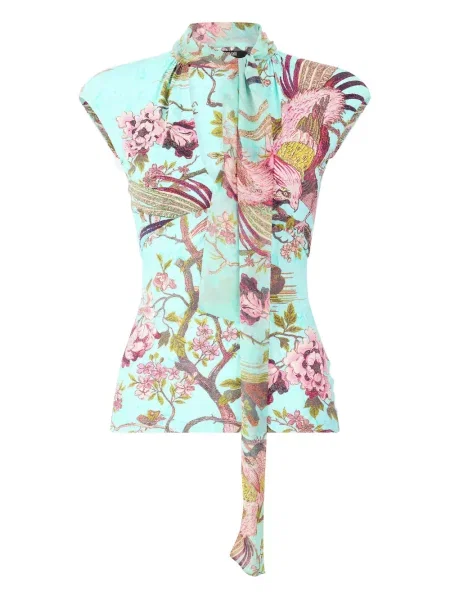 Top Roberto Cavalli cu model floral cu imagine albastru