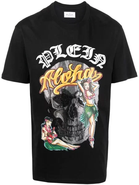 Tricou Philipp Plein scurt tip Hawaii negru