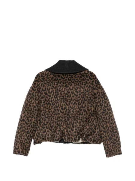 Geacă Alysi de lână cu imagine cu model leopard maro